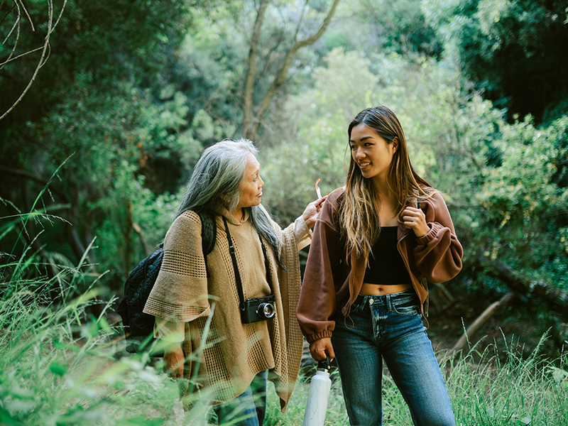 hiking with her grandmother